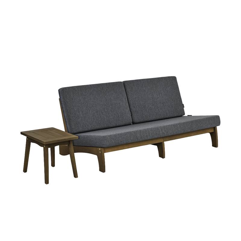 3-Seat Outdoor Sofa Set with Solid Wood Coffee Table, Weather-Resistant Cushions