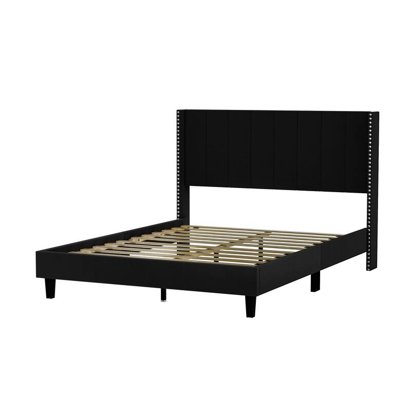 Modern Upholstered Tufted Headboard Platform Bed Frame