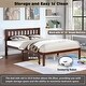 preview thumbnail 4 of 5, Full Size Dark Walnut Wood Bed Platform Frame with Headboard