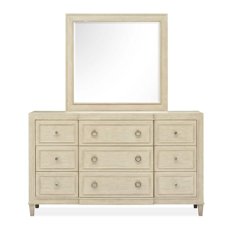 Magnussen Home Sheridan Limestone Drawer Dresser with Landscape Mirror