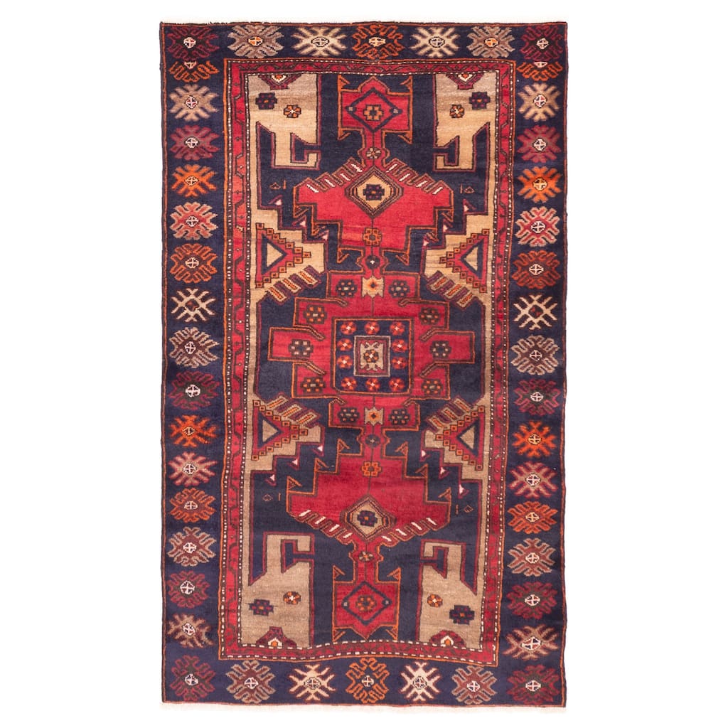 ECARPETGALLERY Hand-knotted Konya Anatolian Dark Navy, Red Wool Rug - 3'9 x 6'7