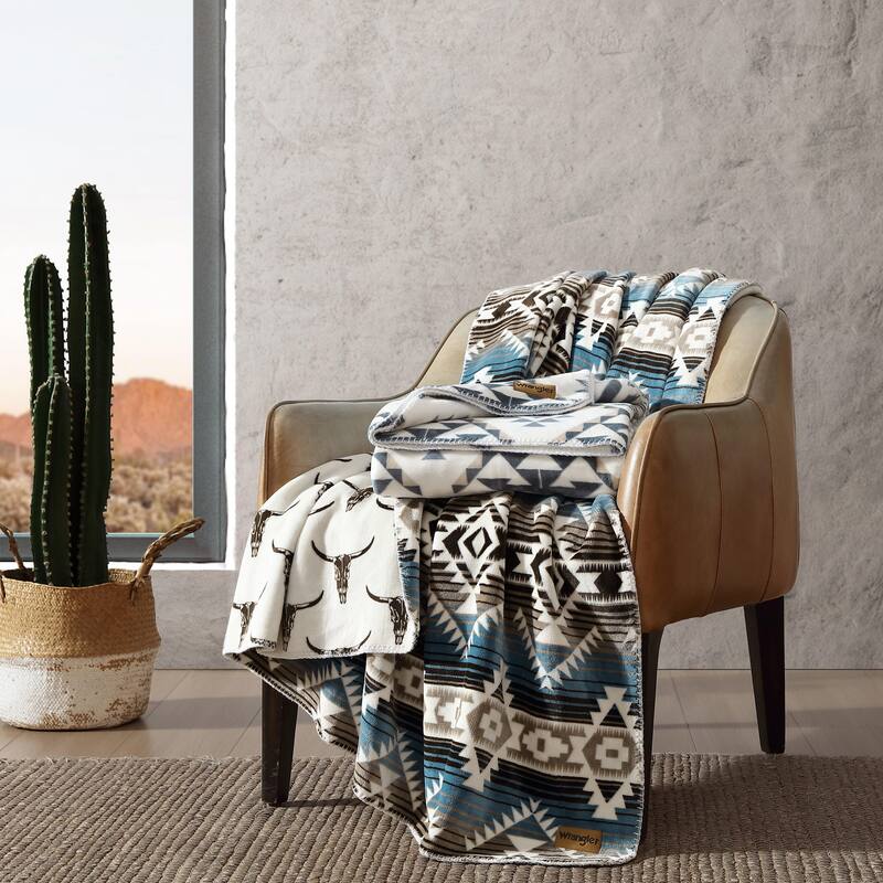 Wrangler Printed Reversible Ultra Soft Plush Throw Blanket