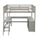 preview thumbnail 5 of 55, Full Size Wooden Loft Bed with Desk and Shelves, Space-Saving Design
