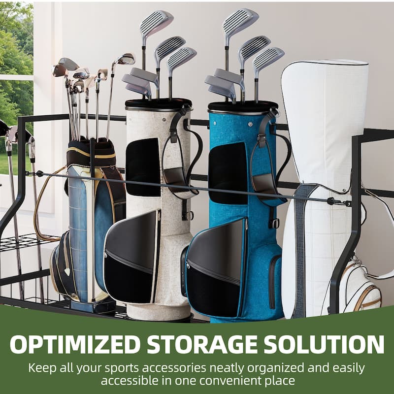 Moasis 5 Golf Bag Organizer for Garage,Golf Bag Stand Holder with Wheels