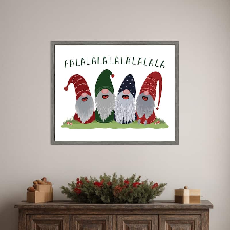 Fa la la la la gnomes by Rosana Laiz Blursbyai (28 x 23 in.), Framed Canvas Wall Art Print - Sylvie Greywash