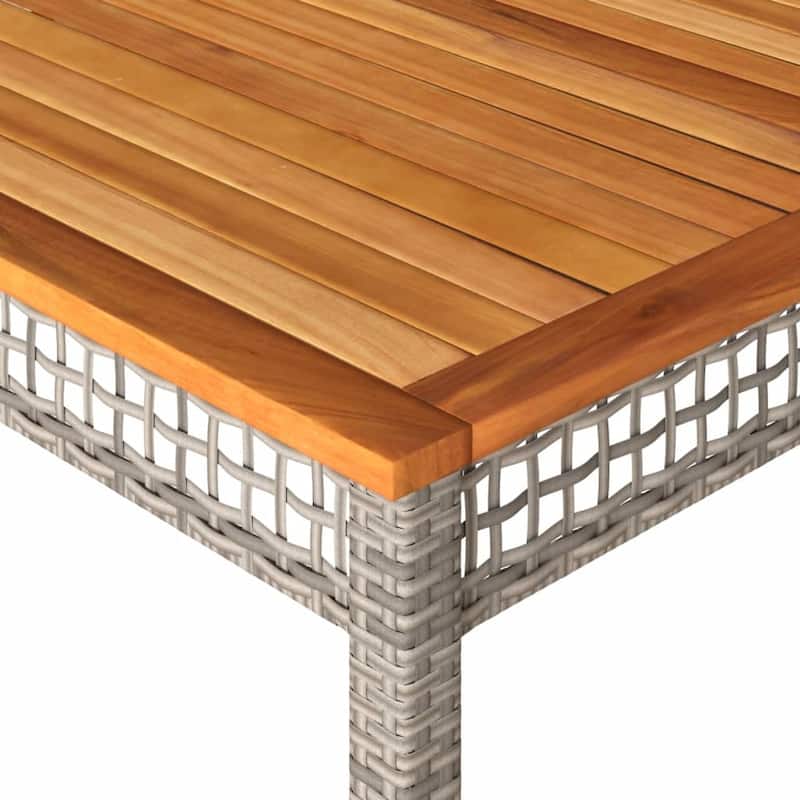 vidaXL Patio Table Furniture Outdoor Garden Backyard Poly Rattan Acacia Wood