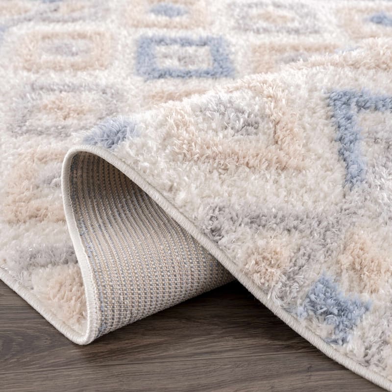 Tilos Moroccan Trellis Farmhouse Shag Area Rug