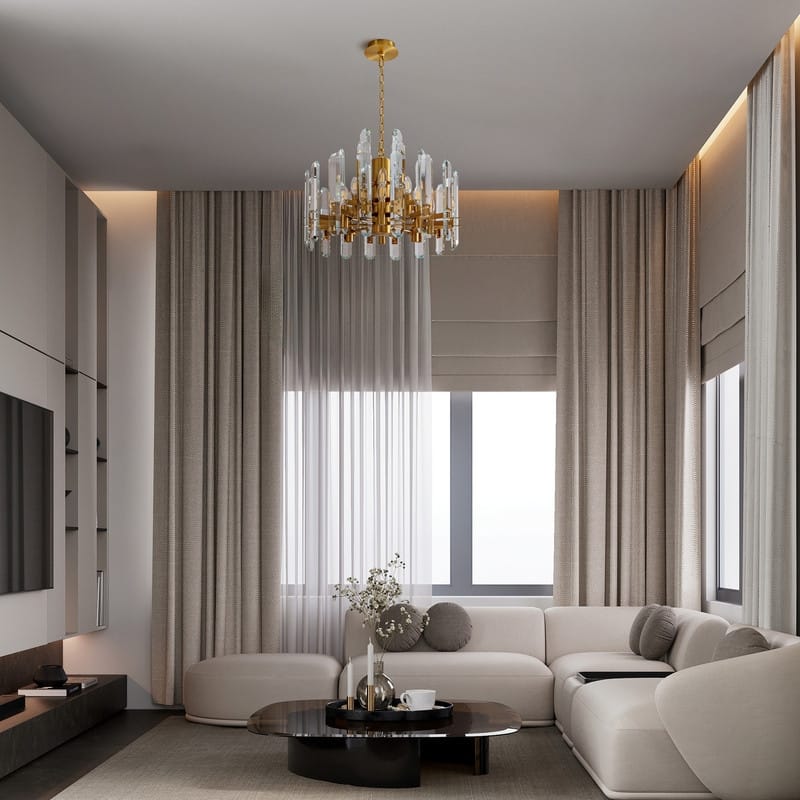 KAYLA 54in Modern Luxury Crystal Chandelier Lighting - LED Ceiling Light Fixture