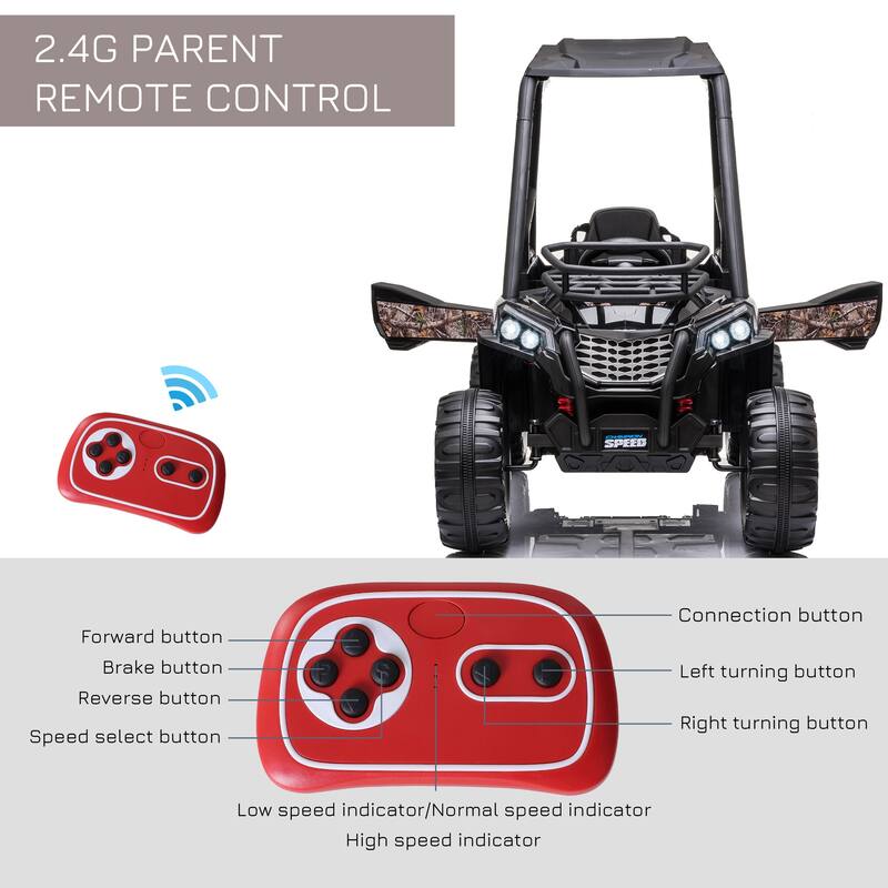 12V Kids UTV Ride-On Car with Remote Control, Music, Lights, Suspension System, and USB/MP3 Support for Boys & Girls