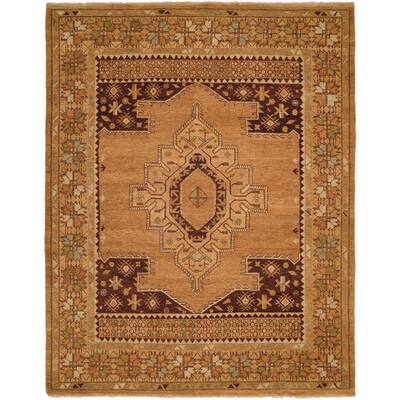 Transitional Multi-Colored Hand-Knotted Wool Area Rug