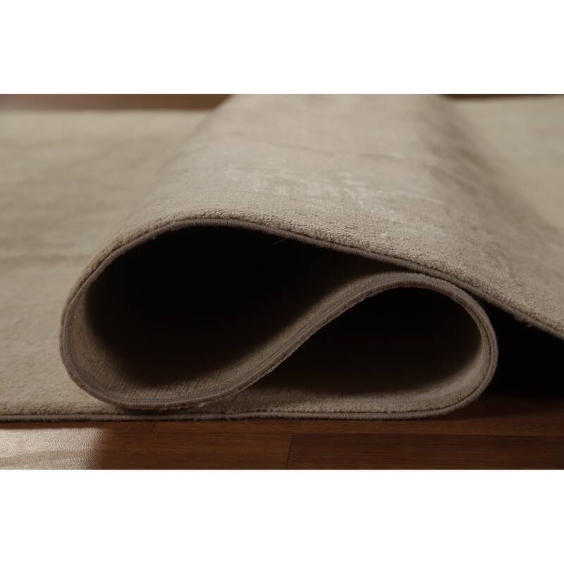 Hand Knotted Oriental 100% Wool Carpet Transitional All-Over Brown Oushak Area Rug - 9' 8'' X 6' 8''