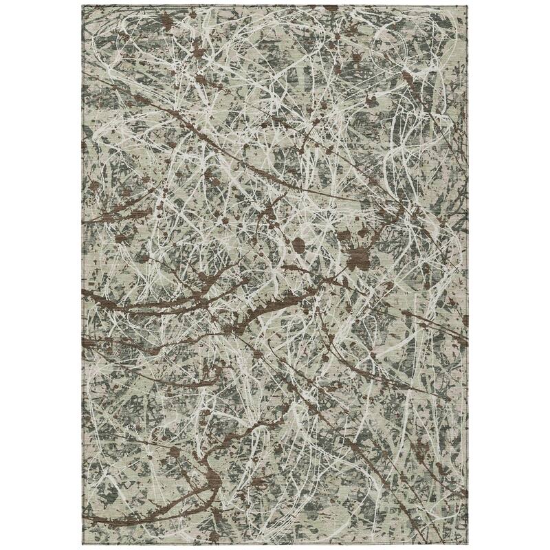 Machine Washable Indoor/ Outdoor Modern Splatter Chantille Rug