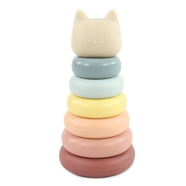 slide 1 of 1, Hudson Baby Silicone Stacking Toy, Kitten, One Size - Kitten Kitten - Toddler