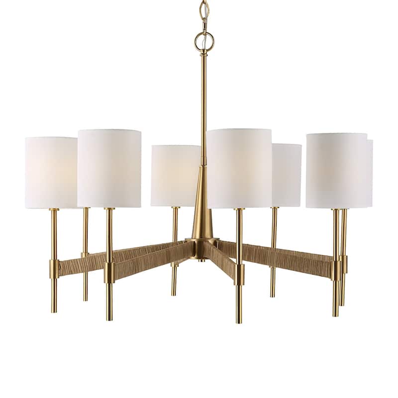 8-Light Rattan Wrapped Ceiling Chandelier - 32"