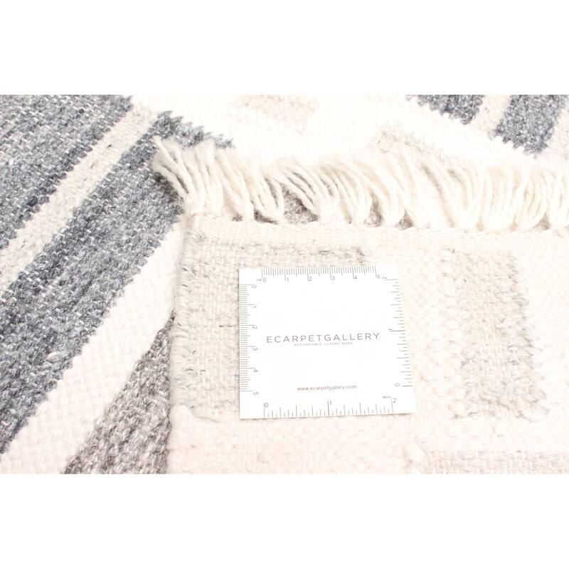 ECARPETGALLERY Flat-Weave Ankara FW Light Grey Wool Kilim - 5'4 x 7'9