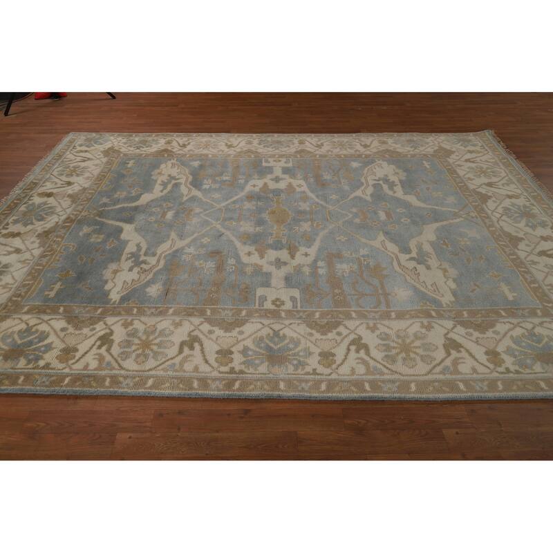 Floral Oushak Indian Area Rug Hand-Knotted Oriental Wool Carpet - 8'0" x 10'2"