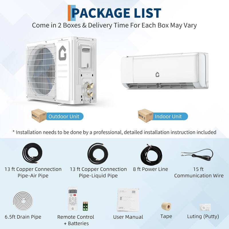 24000BTU Mini Split Air Conditioner & Heater, 230V Energy Efficient SEER2 21 Ductless Wall-Mounted AC Unit with WiFi