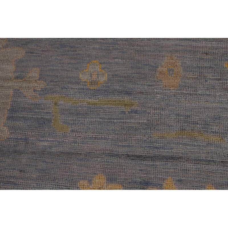 Blue Vegetable Dye Oushak Turkish Area Rug Hand-Knotted Wool Carpet - 9'6"x 12'1"
