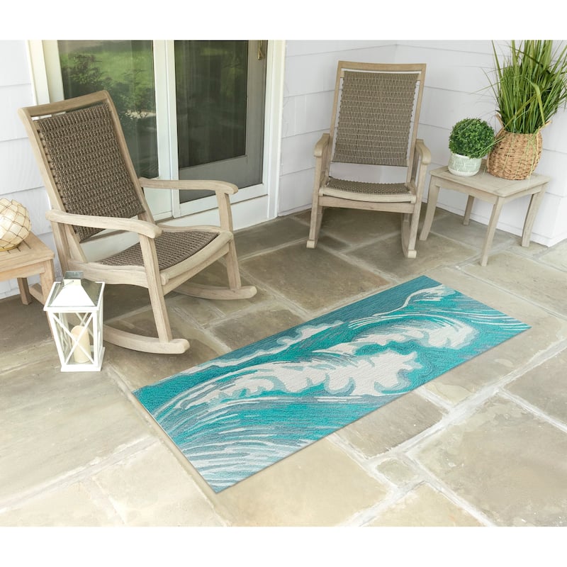 Liora Manne Capri Wave Indoor/Outdoor Area Rug - 2' x 5' - Aqua