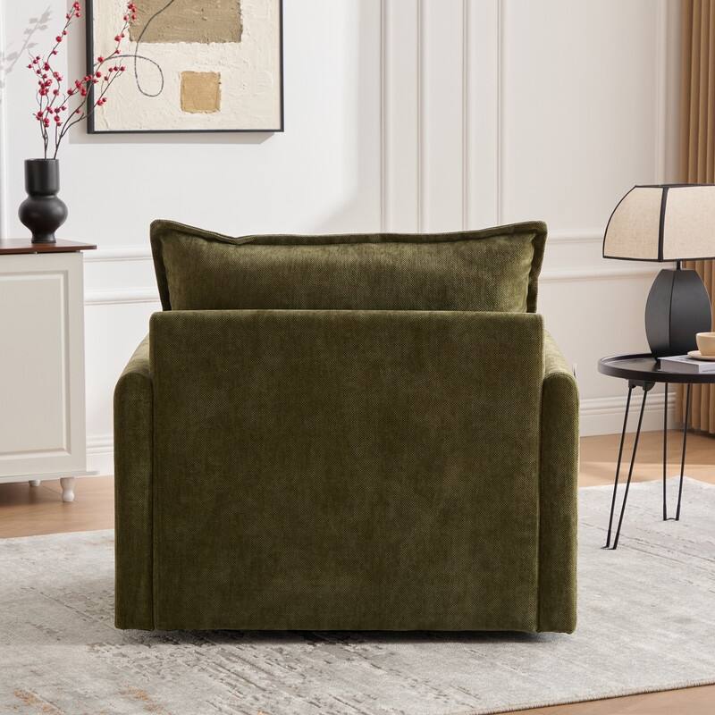 36.22" Chenille Upholstered Single Swivel Chair