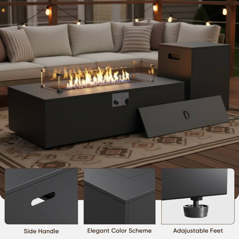 Pocassy Ptio 5 Piece Sofa Swivel Chair with Fire Pit Table