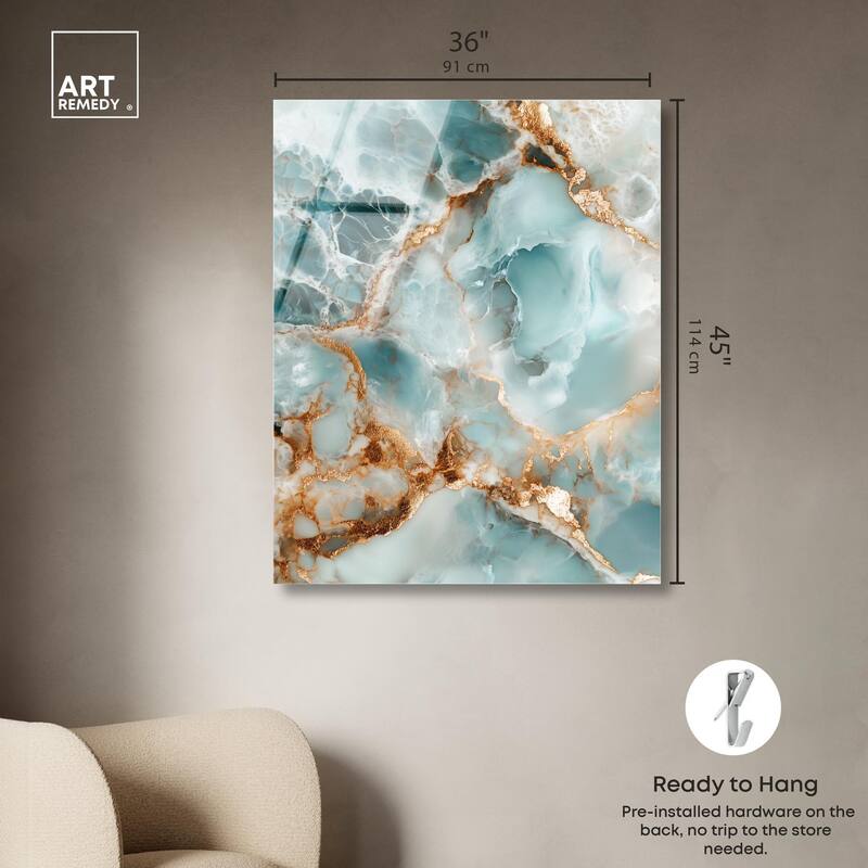 Teal Marble Majesty Acrylic by Art Remedy, Ready to Hang