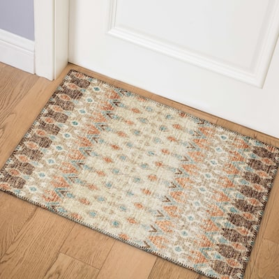 Machine Washable Indoor/ Outdoor Addison Bravado Geometric Ikat Rug