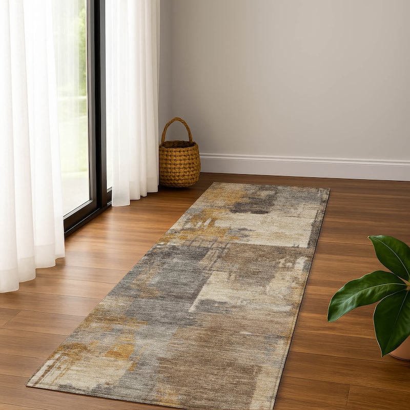 Premium Washable Super Soft Modern Prota Mayfield Rug - Brown - 2'3" x 7'6"