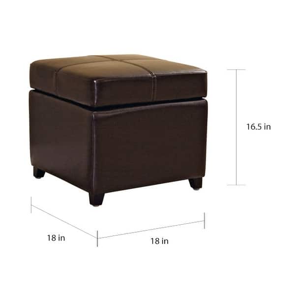 Brown Bi-cast Leather Storage Ottoman