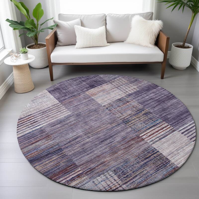 Machine Washable Indoor/Outdoor Contemporary Geo Chantille Rug