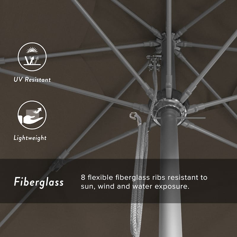 California Umbrella 11' Venture Series Patio Umbrella, Silver Aluminum Pole Fiberglass Ribs Pulley Lift Sunbrella