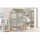 preview thumbnail 3 of 25, Playhouse Inspired Twin-Over-Twin Bunk Bed with Roof, Window, Guardrail, Ladder
