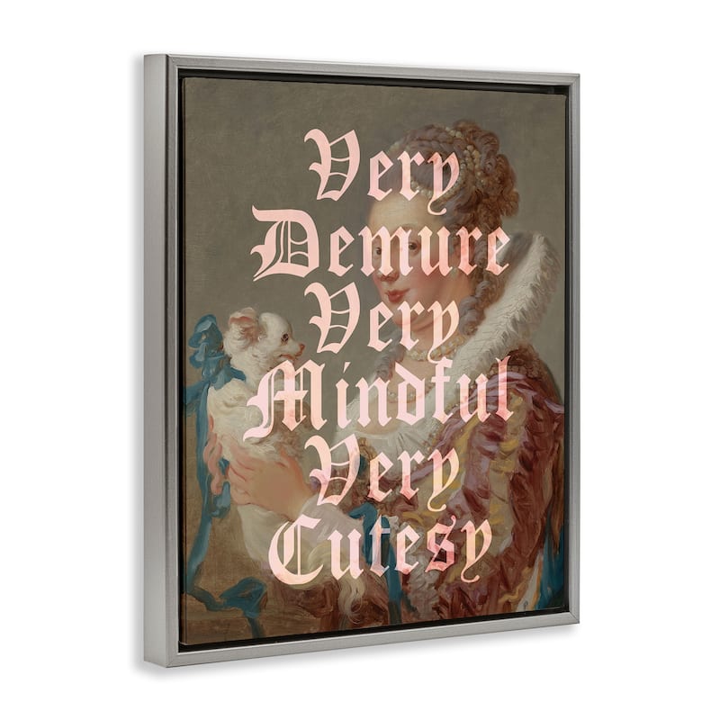 Stupell Vintage Demure & Mindful Framed Floater Canvas Wall Art Design By Lil' Rue