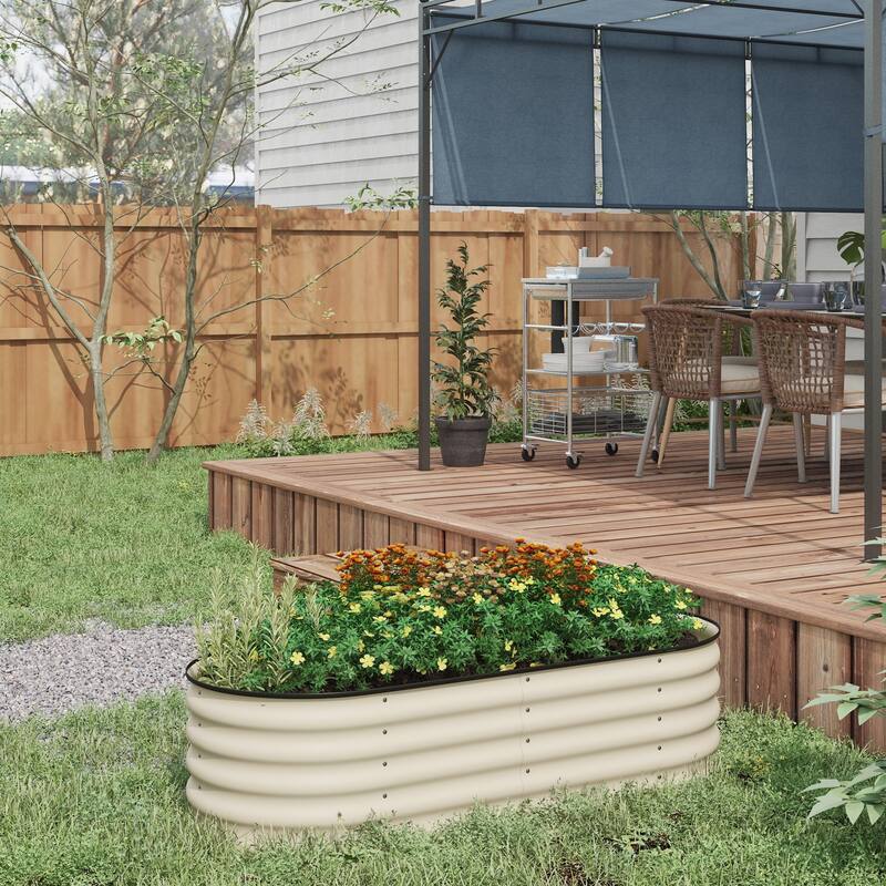 Outsunny 4.9' x 2' x 1.4' Galvanized Raised Garden Bed Kit, Outdoor Metal Elevated Planter Box