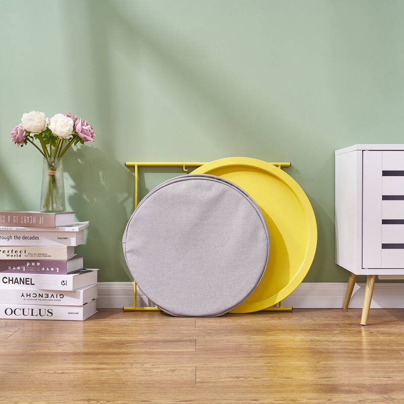VECELO Small Round Side Table with Removable Tray & Fabric Storage Bin Easy 5-Min Assembly for Living Room Bedroom