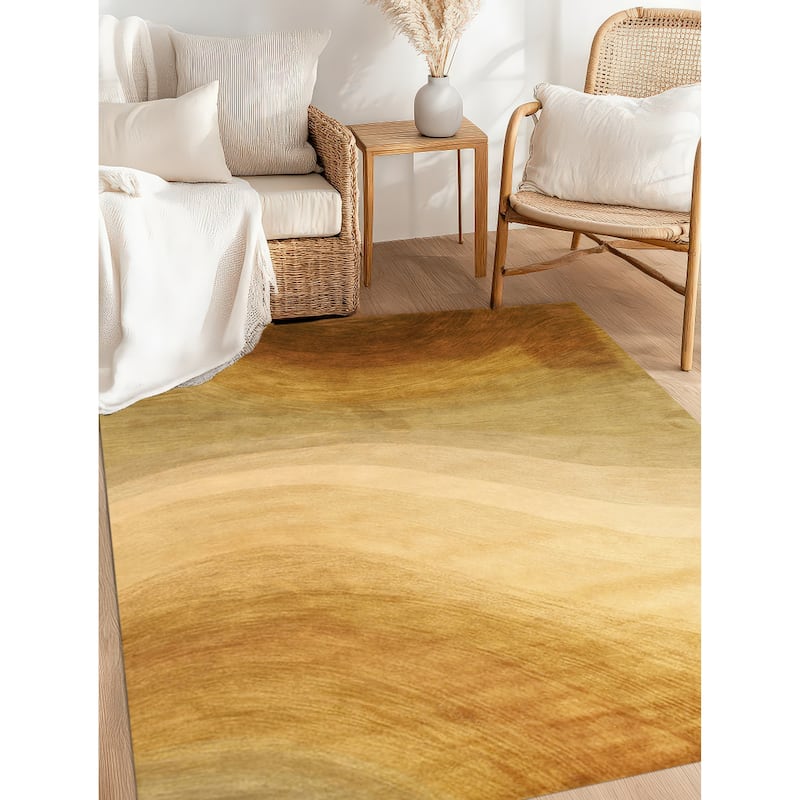 Hand-tufted Wool Gold Contemporary Abstract Morono Rug (5' x 8') - 5' x 8'