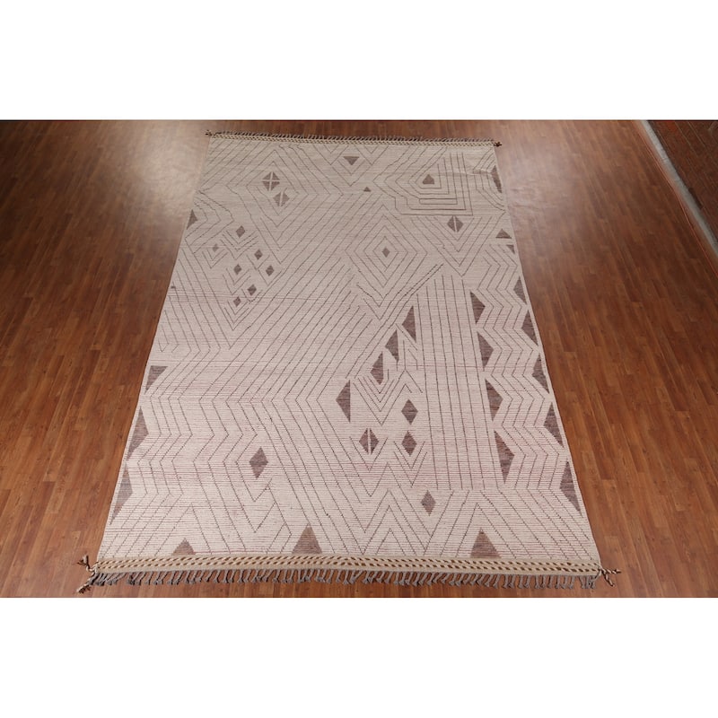 Earth Tone Moroccan Oriental Large Area Rug Handmade Wool Carpet - 9'7"x 13'9"