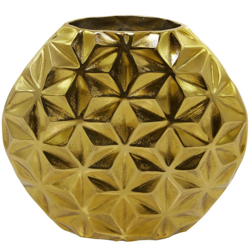 Aluminum Metal Geometric Faceted Decorative Vase - Silver, Black or Gold - CosmoLiving by Cosmopolitan - Gold - 14"W, 13"H