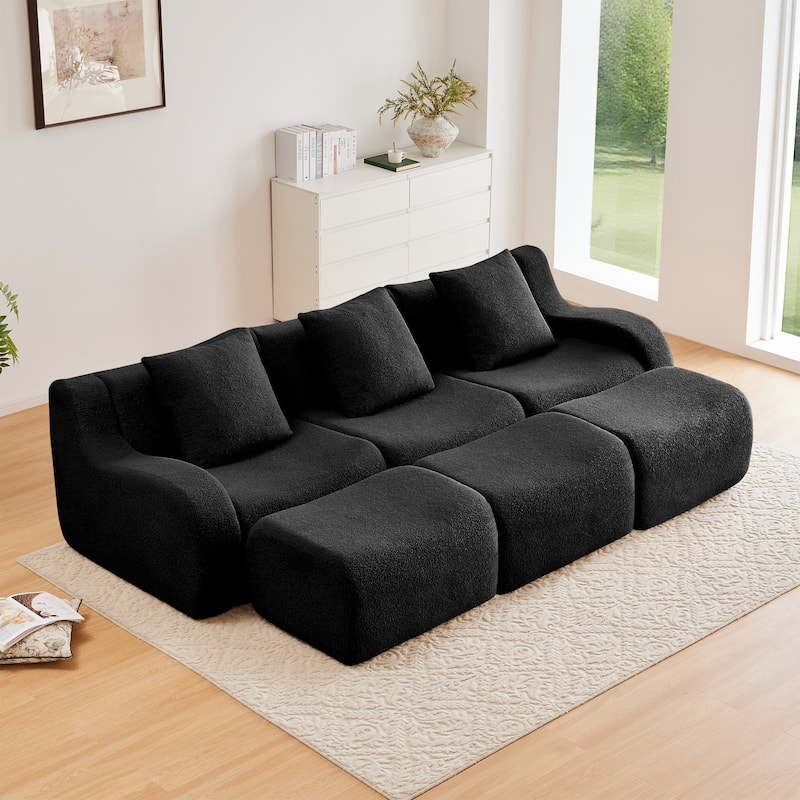 GDF Studio - Fairford 3-Seat Modular Sofa With Curved Armrests & Non-Slip Base