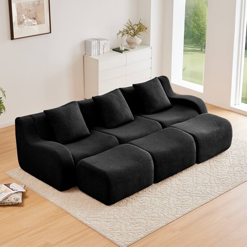 Teddy Fabric Anti-Slip Design Boneless Sofa