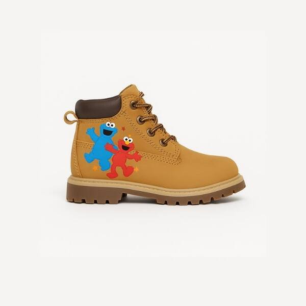 slide 1 of 1, Sesame Street Elmo and Cookie Monster Lace Up Boots (Toddler/Little Kids) 10T - Wheat
