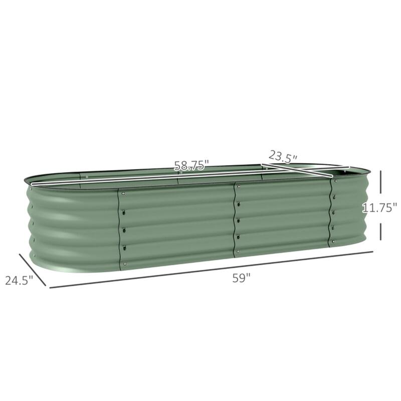 Outdoor Garden Bed with Galvanized Steel and Rubber-Sealed Top - 59" L x 24.5" W x 11.75" H