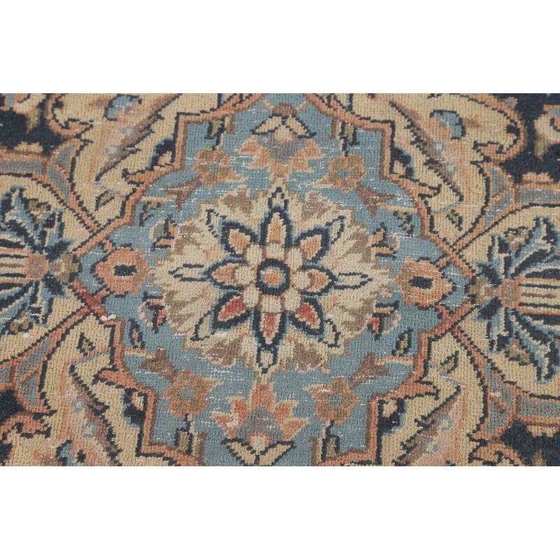 Pink Kashan Persian Large Vintage Area Rug Handmade Wool Carpet - 9'6" x 15'7"