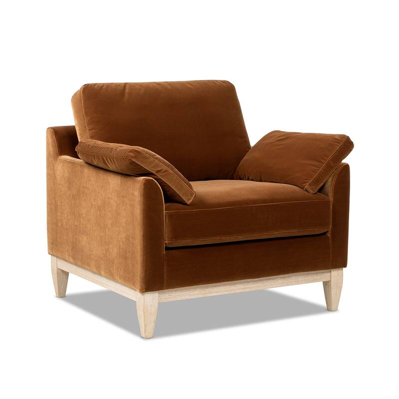Pasadena 36" Wide Modern Farmhouse Velvet Accent Arm Chair