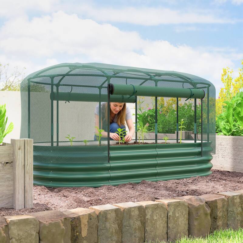 Outsunny 6 x 3 x 3 ft Galvanized Raised Garden Bed Kit, Oval Metal Outdoor Planter Garden Boxes