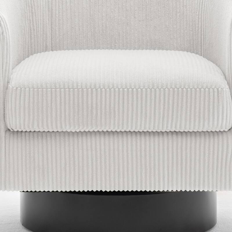 Corduroy Upholstered Swivel Barrel Chair (Set of 2)