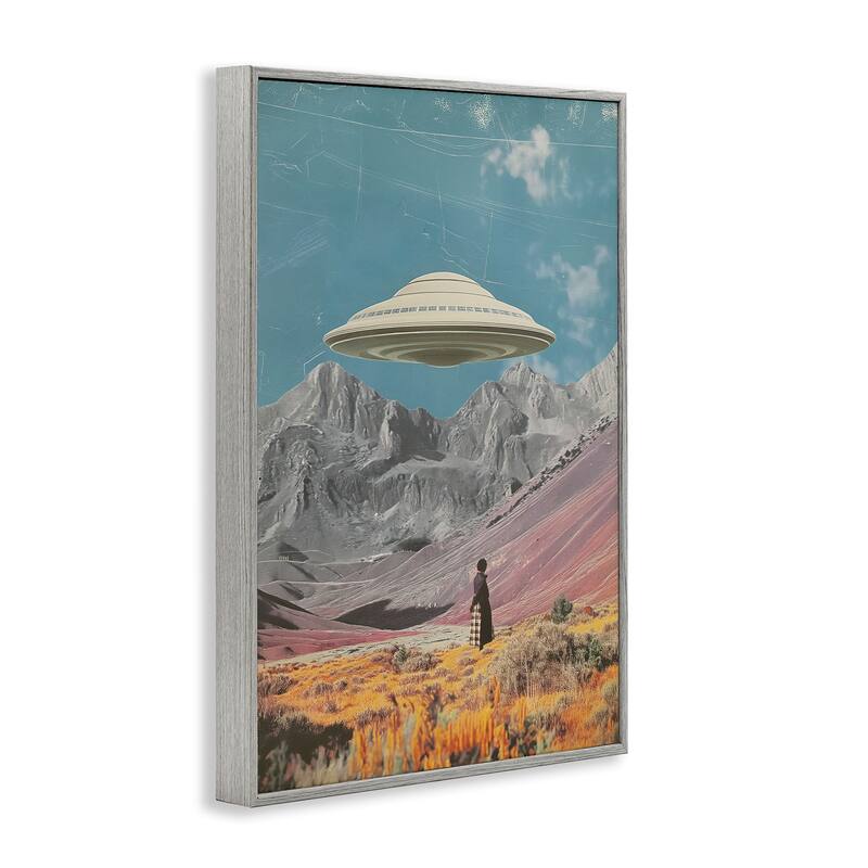Stupell UFO over Mountain Valley Framed Giclee Art Design By Wumples