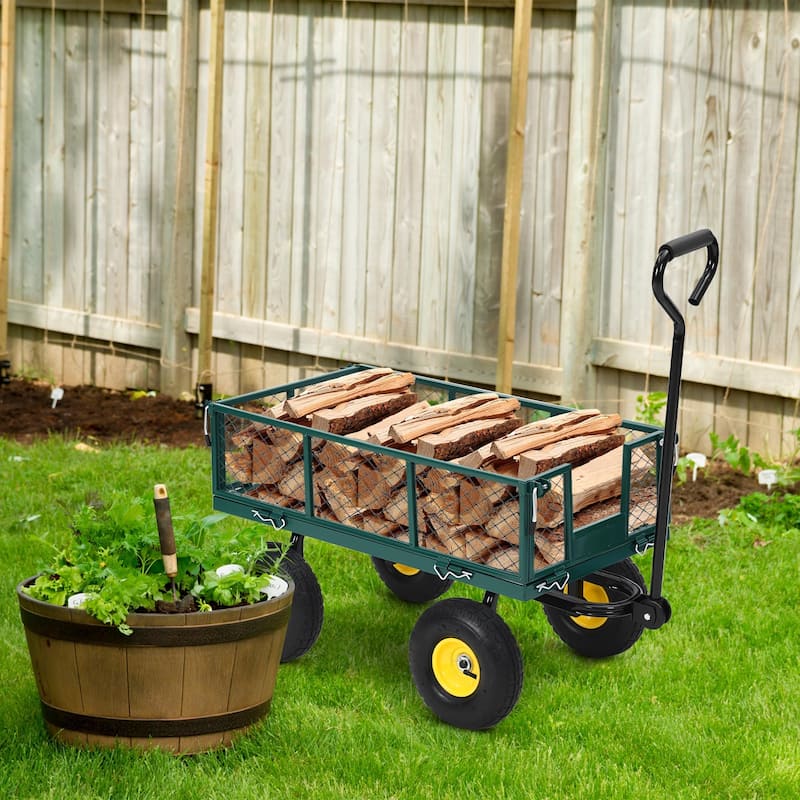 Heavy Duty Steel Utility Garden Wagon Cart with Removable Sides