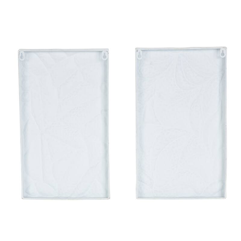 White Metal Embossed Leaf Home Wall Decor (Set of 2)
