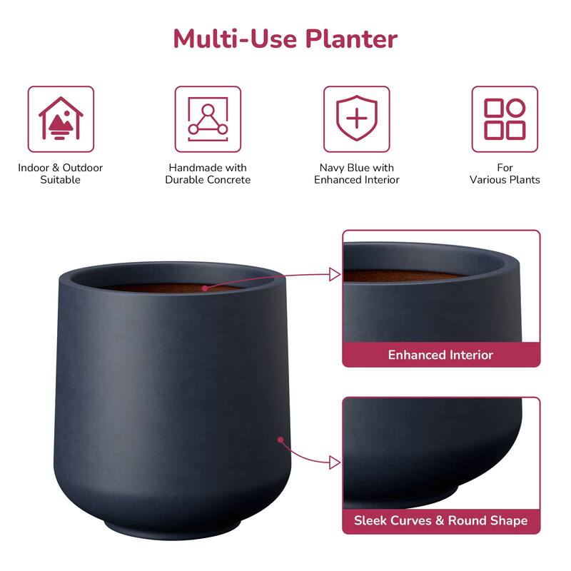 Upgraded Interior Concrete Tall Round Planter for Outdoor Indoor